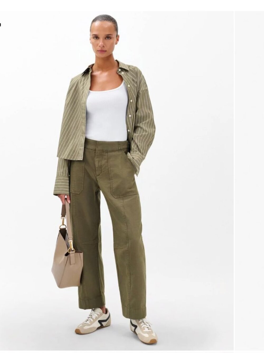 NWT Rag & Bone Anita Cropped Cotton Pants - Olive Size 2